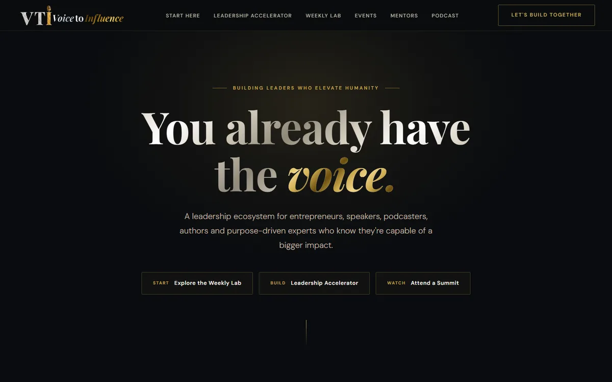 Voice to Influence home page