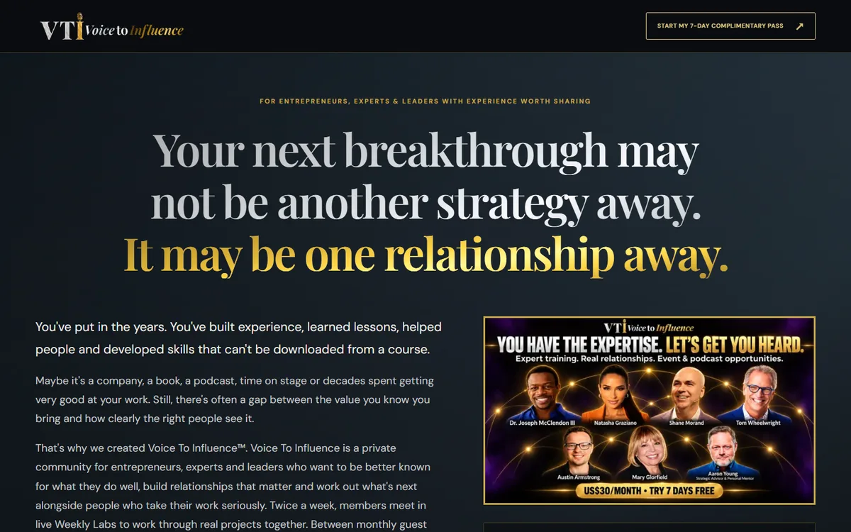 Voice to Influence Weekly Lab page